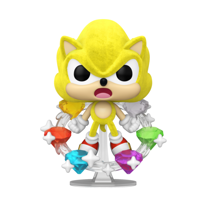 Sonic the Hedgehog - Super Sonic with Emeralds Flocked Pop!