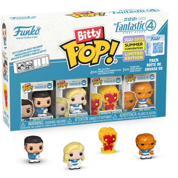 The Fantastic Four: First Steps (2025) - Mister Fantastic, Invisible Woman, Human Torch & The Thing Bitty Pop! 4-Pack (2025 Summer Convention Exclusive)