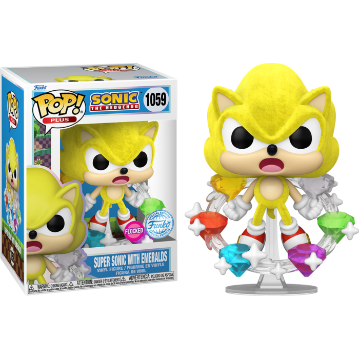 Sonic the Hedgehog - Super Sonic with Emeralds Flocked Pop!