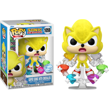 Sonic the Hedgehog - Super Sonic with Emeralds Flocked Pop!