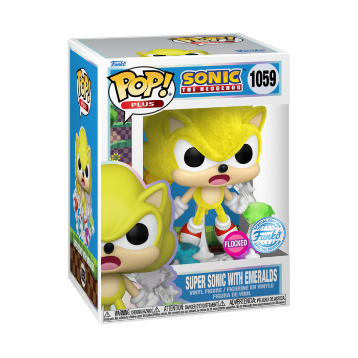 Sonic the Hedgehog - Super Sonic with Emeralds Flocked Pop!