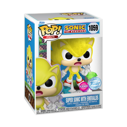Sonic the Hedgehog - Super Sonic with Emeralds Flocked Pop!