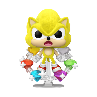 Sonic the Hedgehog - Super Sonic with Emeralds Flocked Pop!