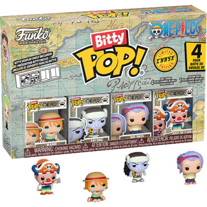 One Piece - Monkey D. Luffy, Roronoa Zoro, Axe-Hand Morgan & Chase Bitty Pop! 4-Pack