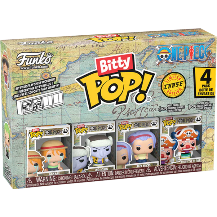 One Piece - Monkey D. Luffy, Roronoa Zoro, Axe-Hand Morgan & Chase Bitty Pop! 4-Pack